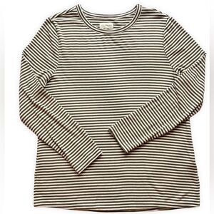 Thread & Supply Olive & White Striped Long Sleeve Top | Size MP